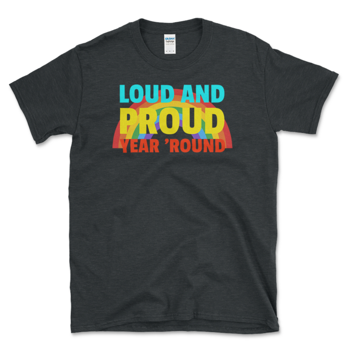 Year Around Pride Month T Shirt dark heather by Left Arrow Tees