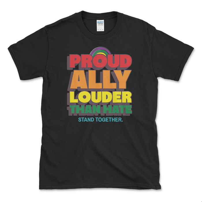 Proud Ally LGBT Supporter T-shirt Black by Left Arrow Tees