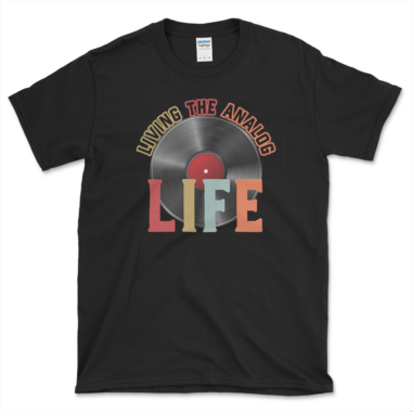 Vinyl Record Music T-shirt Black by Left Arrow Tees