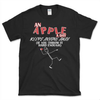 Throwing An Apple Joke T-shirt Black by Left Arrow Tees