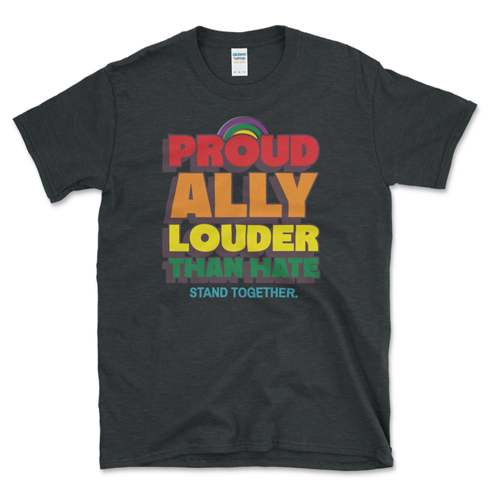 Proud Ally LGBT Supporter T-shirt Dark HEather by Left Arrow Tees