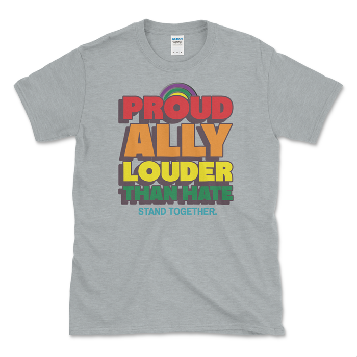 Proud Ally LGBT Supporter T-shirt Sport Grey by Left Arrow Tees