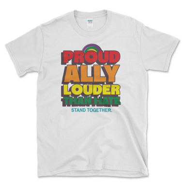 Proud Ally LGBT Supporter T-shirt White by Left Arrow Tees
