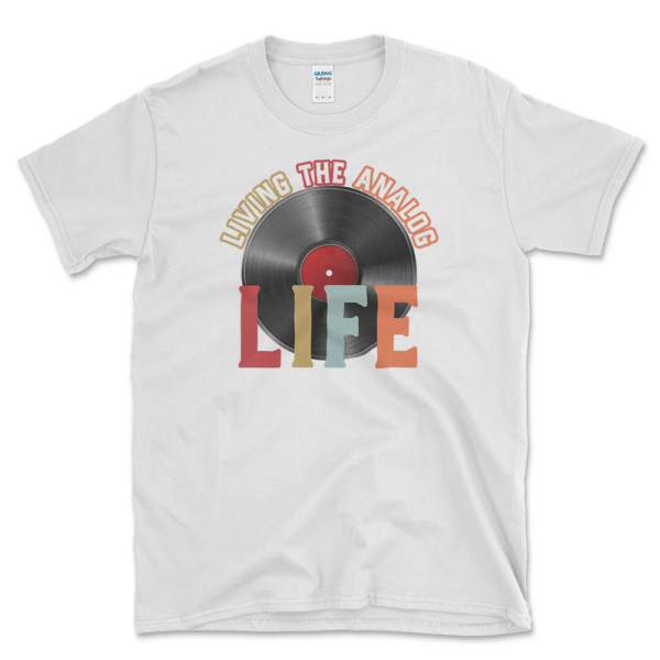 Vinyl Record Music T-shirt White by Left Arrow Tees