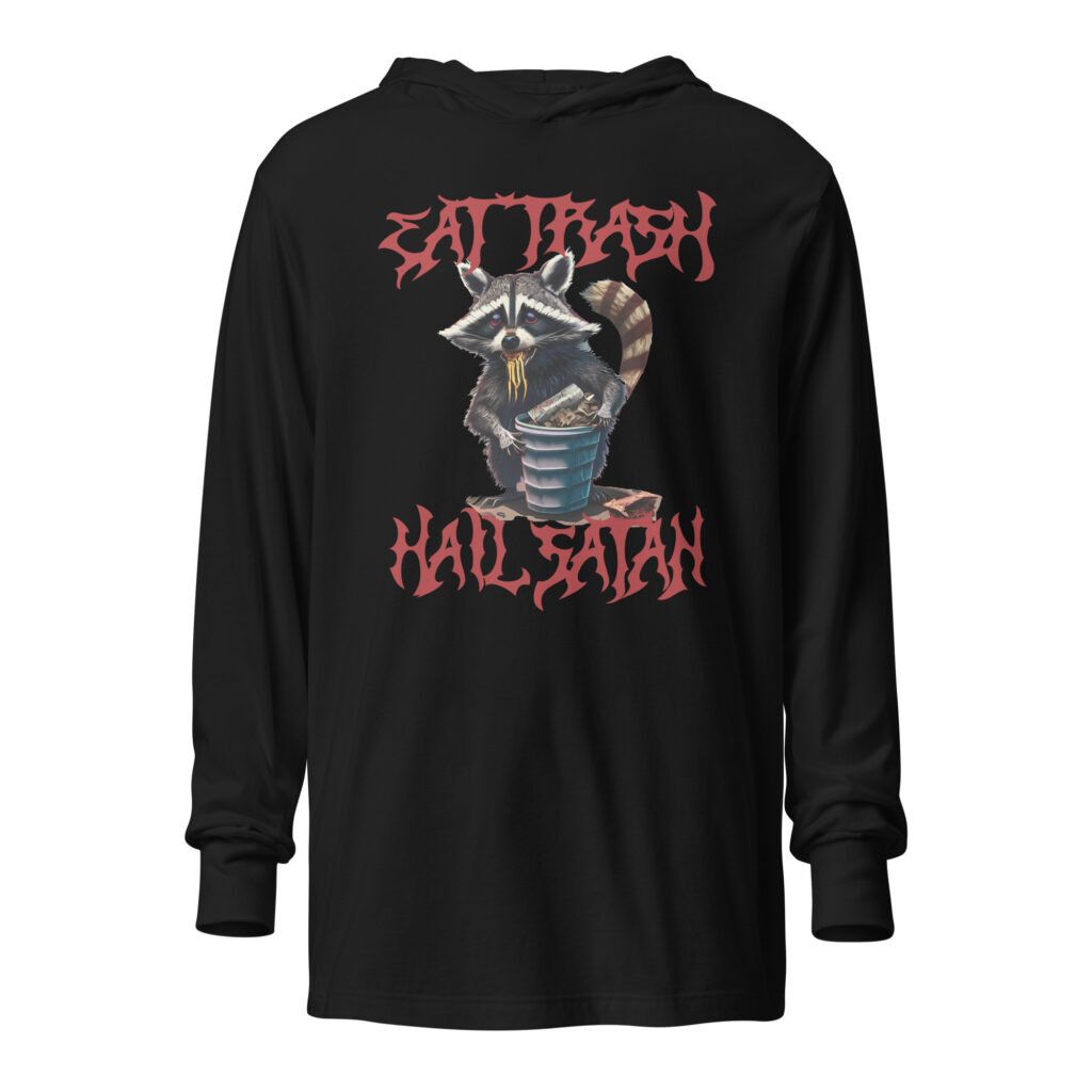 Satanic Trash Panda Hooded T-shirt Black by Left Arrow Tees
