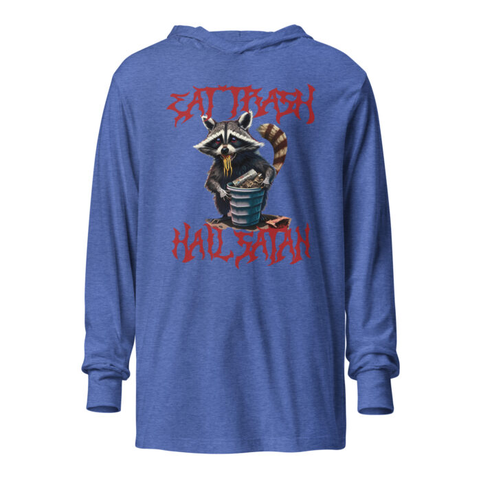 Satanic Trash Panda Hooded T-shirt Heather True Royal by Left Arrow Tees