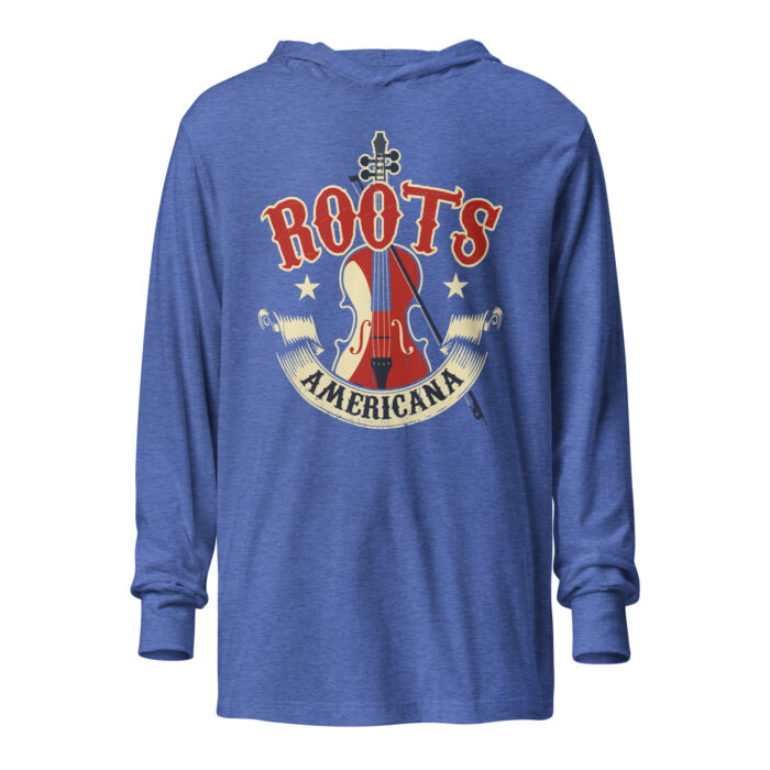 American Country Music Hooded T-shirt Heather True Royal by Left Arrow Tees