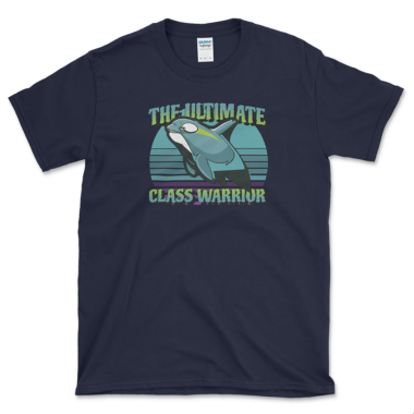 Orca Uprising T-shirt for Class War by Left Arrow Tees Navy