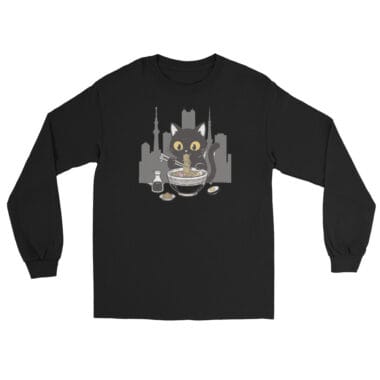 Anime Neko Cat Eating Ramen Long Sleeve Shirt