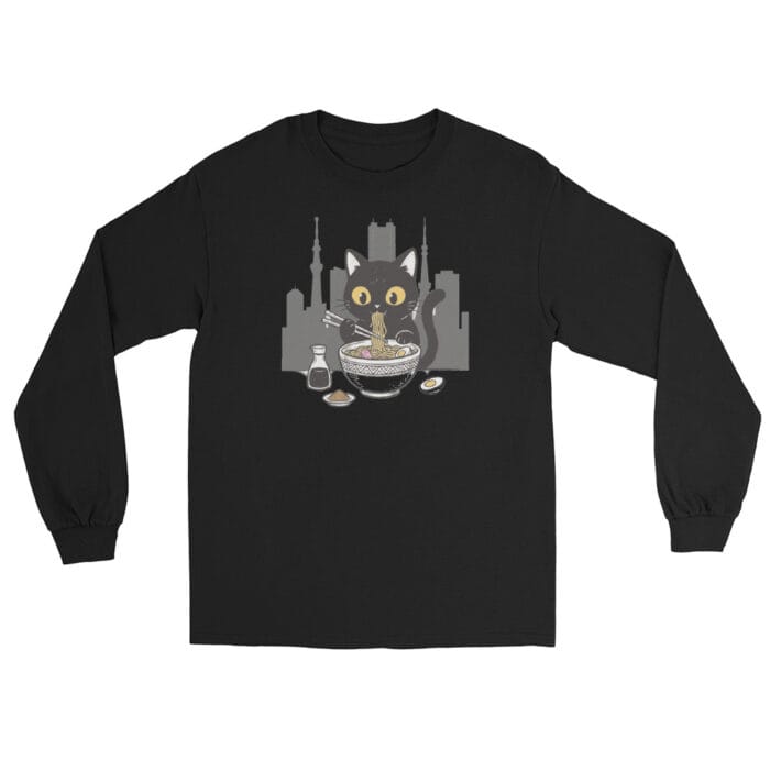 Anime Neko Cat Eating Ramen Long Sleeve Shirt