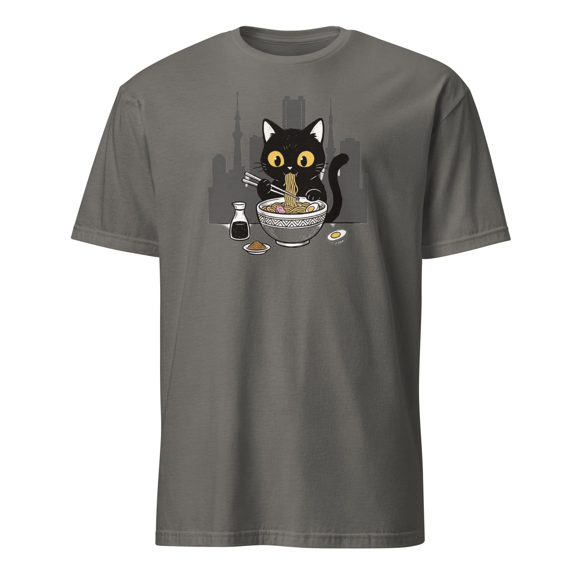 Anime Cat Eating Ramen T-Shirt - Image 5