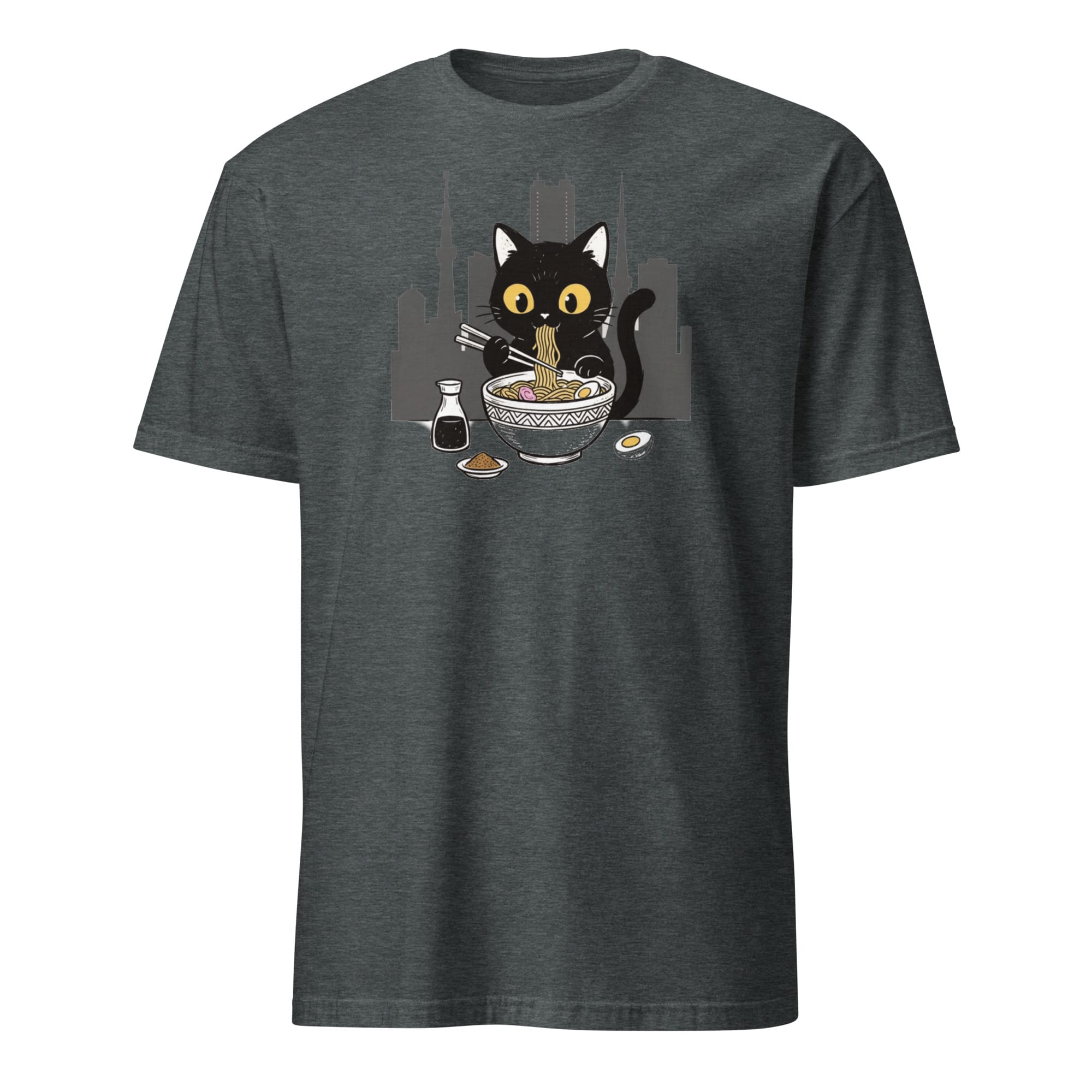 Anime Cat Eating Ramen T-Shirt - Image 2