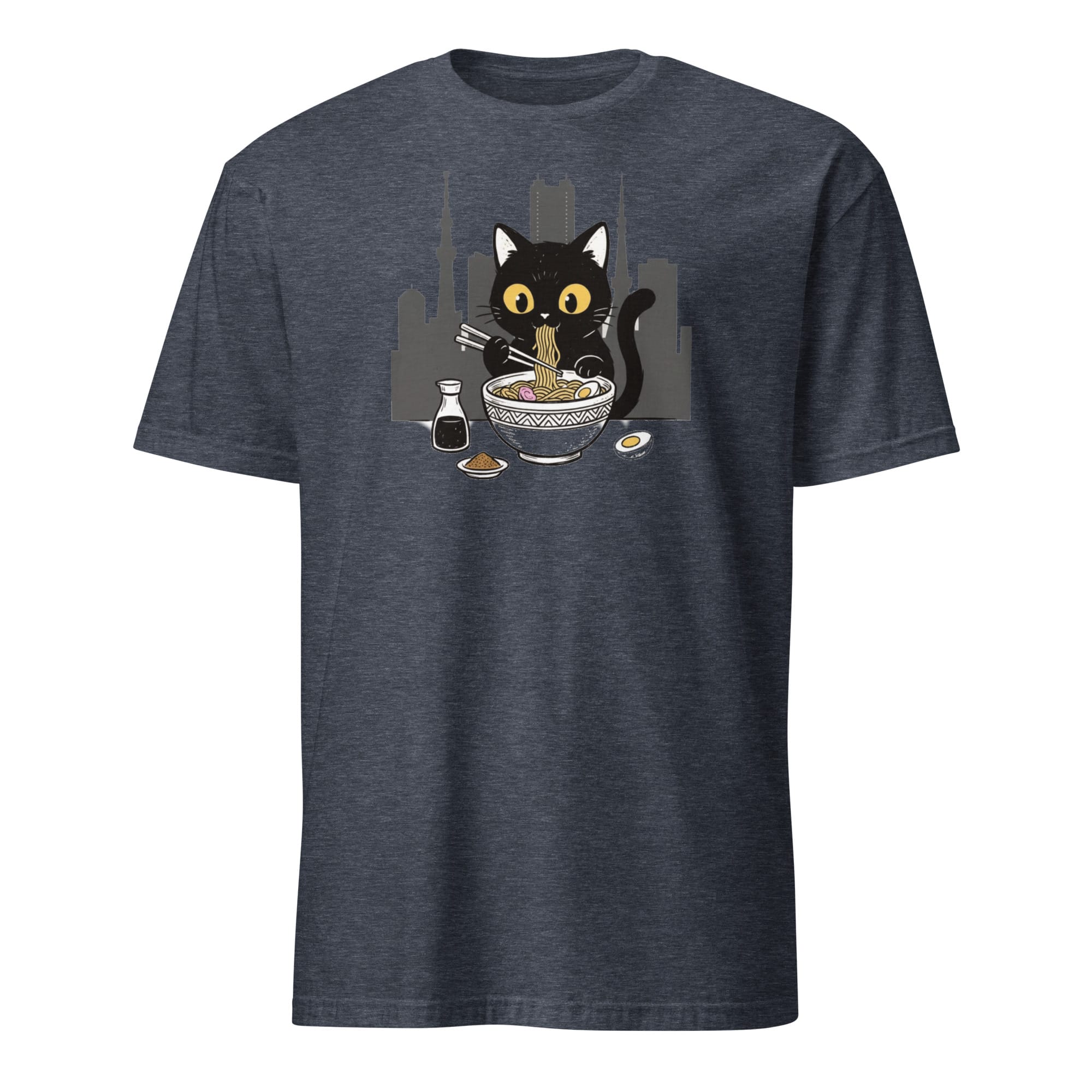Anime Cat Eating Ramen T-Shirt - Image 3